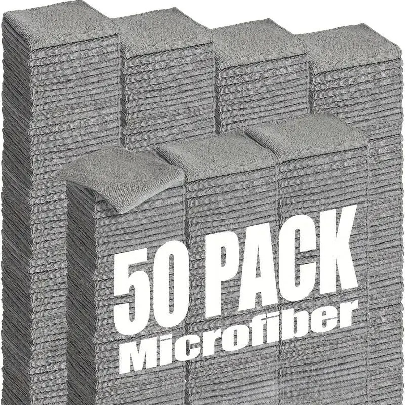 Chiffons de nettoyage épais en microfibre, non pelucheux, réutilisables, absorbants pour vitres de voiture, 50 pieces