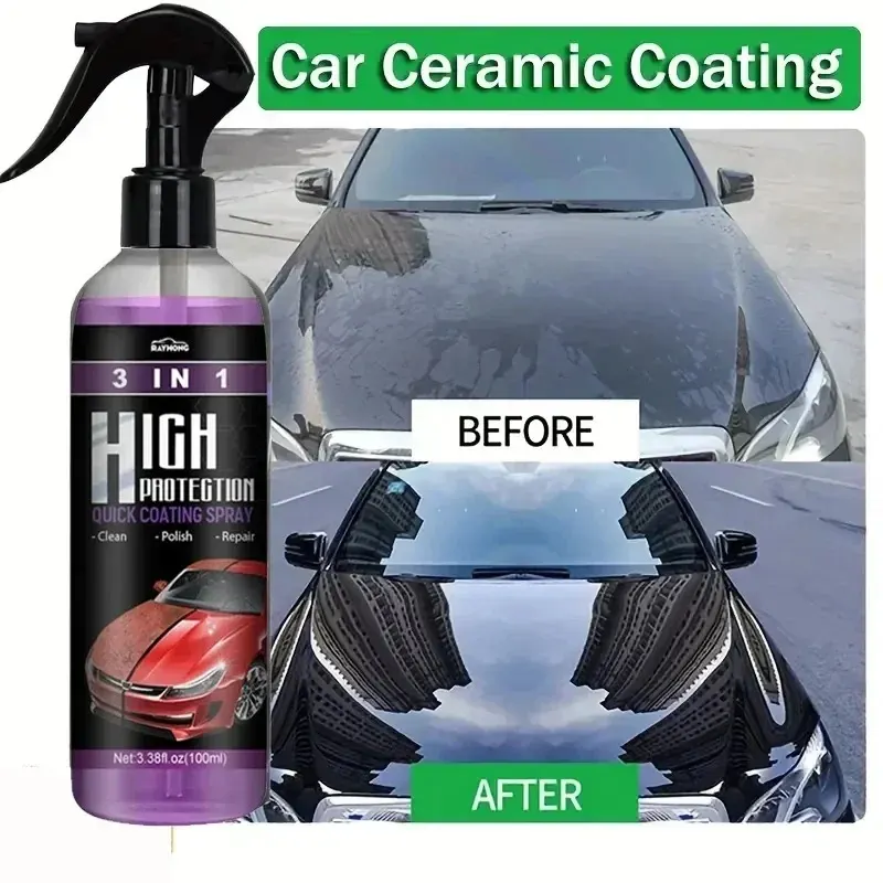 Revêtement céramique rapide 3 en 1, 100ml, fortifiez la cire de voiture, Spray hydrophobe, brillant Intense, pour vitres, roues et détails de scellage de peinture