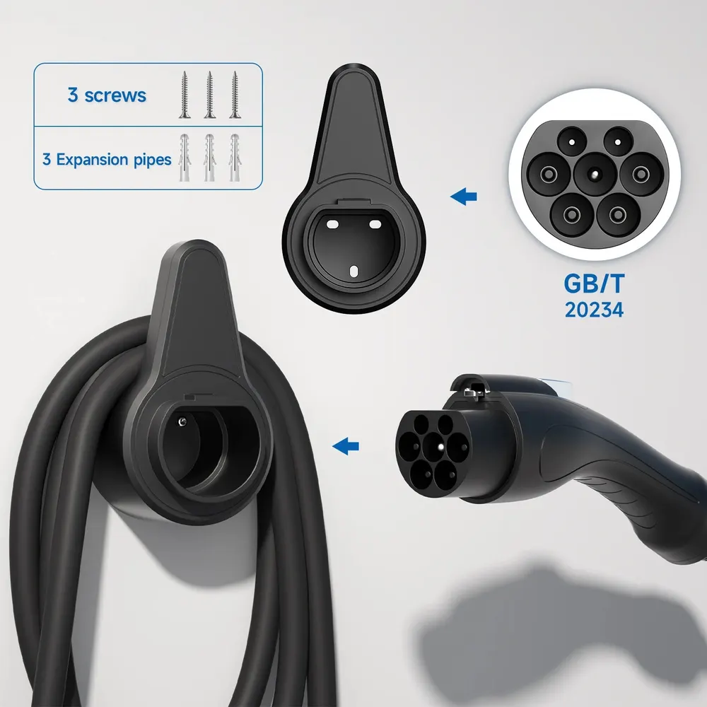 AD EV Charger Holder for Type 2 Cable, Wall Mount for Electric Vehicles, EV Charging Cable Organizer