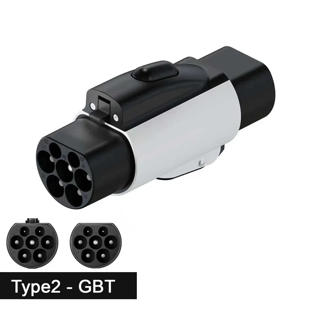 Adaptateur de chargeur EV EVqiaoyi Type1 vers Type2, 32A 7kW, connecteur de chargeur EV SAE J1772, prise Tipo1 vers Tipo2