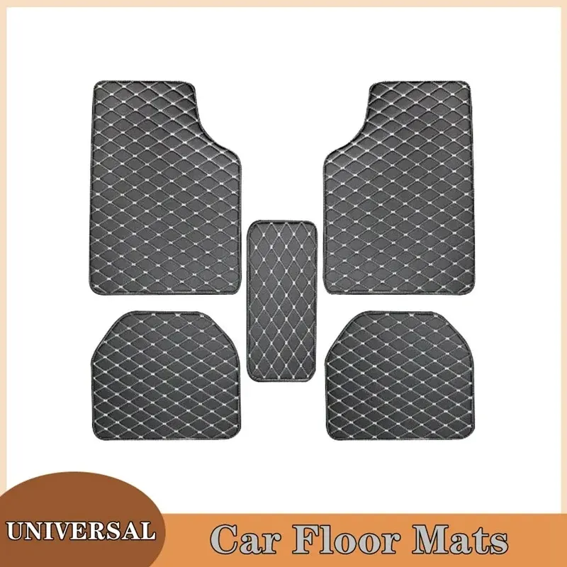 Tapis de sol de voiture en cuir PU, 5 pièces, imperméable, protection des pieds, à la mode, universel, pour toutes les saisons