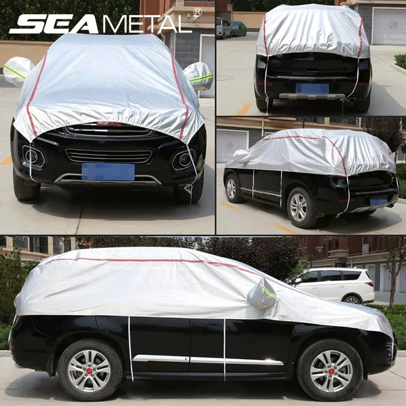 Demi-bâche universelle pour voiture, imperméable, pour l'extérieur, Oxford, soleil, pluie, Protection Uv, anti-poussière, anti-neige, pour SUV, berline