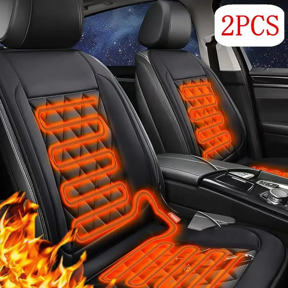 2 pièces hiver chauffé housse de siège de voiture 12V chauffage plus chaud coussin de siège de voiture Auto universel siège de voiture protecteur cape couverture tampons ensemble