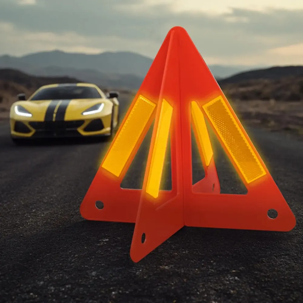 Triangle de signalisation d'iode portable pour voiture, coulée automatique, 4 faces