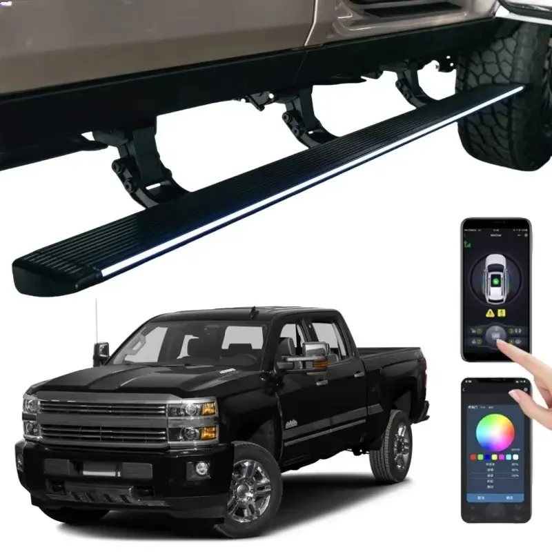 Marchepieds électriques rétractables avec éclairage LED pour Chevrolet Silverado