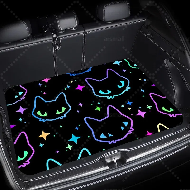 Custom Cat Head Print Cargo Liner Trunk Mat, Durable Material, Easy to Clean and Install